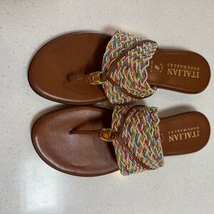 Italian Shoemakers Brown Sandals with Woven Bow